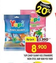 Promo Harga YUPI Candy Strawberry Kiss, Neon Stix, Baby Bears 110 gr - Superindo