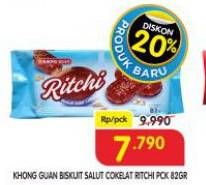 Promo Harga Khong Guan Ritchi Biskuit Salut Chocolate 82 gr - Superindo