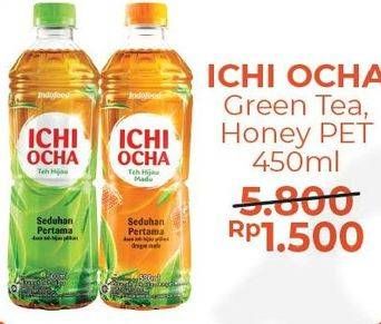 Promo Harga ICHI OCHA Minuman Teh Green Tea, Honey 450 ml - Alfamart