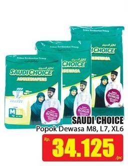 Promo Harga SAUDI CHOICE Adult Diapers M8, L7, XL6  - Hari Hari