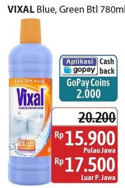 Promo Harga Vixal Pembersih Porselen Blue Extra Kuat, Green Kuat Harum 780 ml - Alfamidi