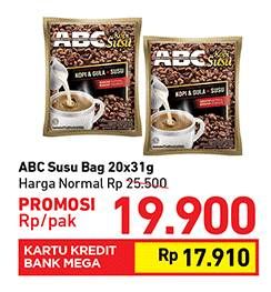 Promo Harga ABC Kopi per 20 sachet 31 gr - Carrefour