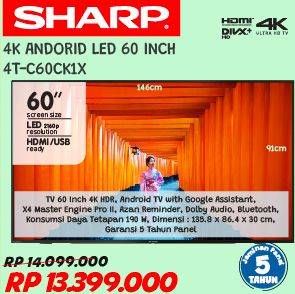 Promo Harga SHARP 4T-C60CK1X 4K Android TV  - Courts