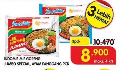 Promo Harga INDOMIE Mi Goreng Jumbo Spesial, Ayam Panggang per 3 pcs - Superindo