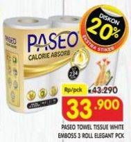 Promo Harga Paseo Calorie Absorbs Cooking Towel 3 roll - Superindo