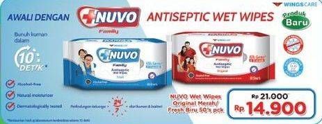 Promo Harga Nuvo Wet Wipes Antiseptic Fresh 50 sheet - Indomaret