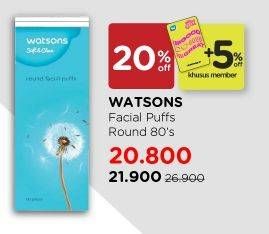 Promo Harga WATSONS Facial Puffs Round 80 pcs - Watsons