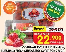Promo Harga 365 Strawberry Juice 250 g, NATURALLY FRESH Strawberry Super 225 g  - Superindo