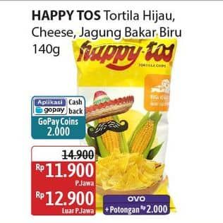 Promo Harga Happy Tos Tortilla Chips Hijau, Nacho Cheese, Jagung Bakar/Roasted Corn 140 gr - Alfamidi