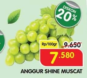 Promo Harga Anggur Shine Muscat 100 gr - Superindo