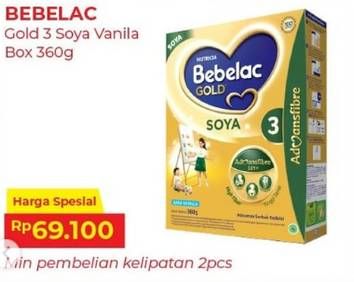 Promo Harga Bebelac 3 Gold Soya Susu Pertumbuhan Vanila 360 gr - Alfamart