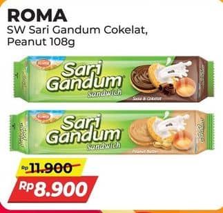 Promo Harga Roma Sari Gandum Peanut Butter, Susu Cokelat 115 gr - Alfamart