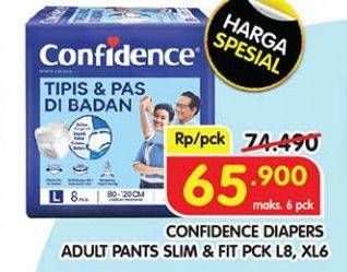 Promo Harga Confidence Adult Pants Tipis & Pas Di Badan XL6, L8 6 pcs - Superindo