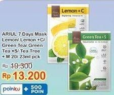 Promo Harga ARIUL Face Mask Lemon, Lemon + C, Green Tea, Green Tea + S, Tea Tree + M 20 gr - Indomaret
