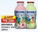 Promo Harga Indomilk Susu Cair Botol Stroberi, Melon 190 ml - Alfamart