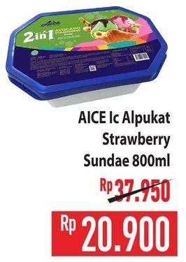 Promo Harga Aice Sundae Alpukat Strawberry 800 ml - Hypermart
