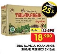 Promo Harga Sido Muncul Jamu Tolak Angin Cair Bebas Gula per 5 sachet 15 ml - Superindo