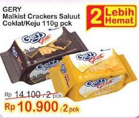 Promo Harga GERY Malkist Keju, Chocolate per 2 pcs 110 gr - Indomaret