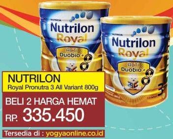 Promo Harga NUTRILON Royal 3 Susu Pertumbuhan All Variants per 2 kaleng 800 gr - Yogya