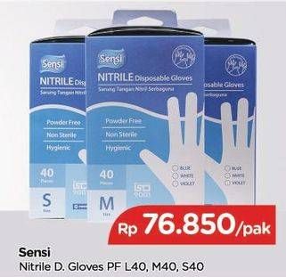 Promo Harga SENSI Nitrile Disposable Gloves L40, M40, S40  - TIP TOP