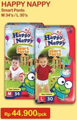Promo Harga Happy Nappy Smart Pantz Diaper M34, L30  - Indomaret