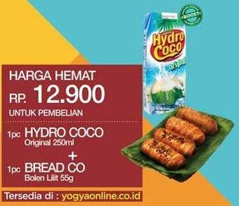 Promo Harga HYRDO COCO Minuman Kelapa Original + BREAD CO Bolen Lilit  - Yogya