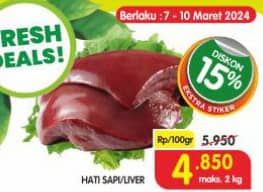 Promo Harga Beef Liver (Hati Sapi) per 100 gr - Superindo