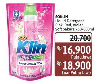 Promo Harga So Klin Liquid Detergent + Anti Bacterial Red Perfume Collection, + Anti Bacterial Violet Blossom, + Softergent Pink, + Softergent Soft Sakura 750 ml - Alfamidi