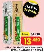 Promo Harga SASHA Toothpaste Whitening Siwak, Herbal Siwak Sirih 150 gr - Superindo