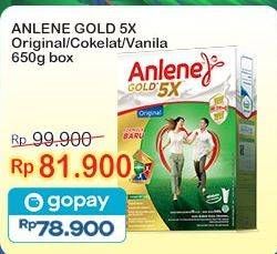 Promo Harga Anlene Gold Plus 5x Hi-Calcium Vanila, Coklat, Original 650 gr - Indomaret