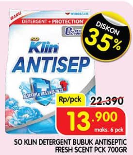 Promo Harga So Klin Antisep Detergent Fresh Scent 700 gr - Superindo