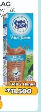 Promo Harga Frisian Flag Susu UHT Purefarm Low Fat, Low Fat Chocolate, Low Fat French Vanilla, Low Fat Strawberry 225 ml - Alfamart