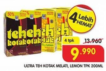 Promo Harga ULTRA Teh Kotak Jasmine, Lemon per 4 pcs 200 ml - Superindo