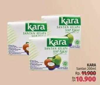 Promo Harga KARA Santan Kelapa Murni 200 ml - LotteMart