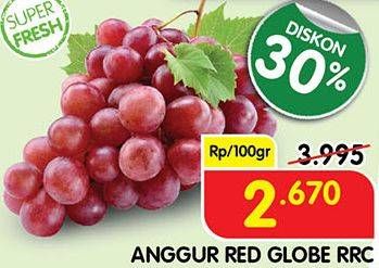 Promo Harga Anggur Red Globe RRC per 100 gr - Superindo