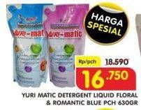 Promo Harga YURI MATIC Detergent Liquid Floral, Romantic Blue 630 gr - Superindo