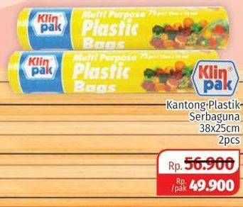 Promo Harga KLINPAK Kantong Plastik 38 X 25 Cm per 2 pck - Lotte Grosir