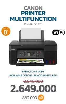 Canon Pixma G3770 - Printer Ink Tank  Diskon 10%, Harga Promo Rp2.649.000, Harga Normal Rp2.949.000, Cicilan Rp. 883.000 x 3