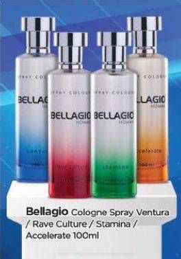 Promo Harga BELLAGIO Spray Cologne (Body Mist) Ventura, Rave Culture, Stamina, Accelerate 100 ml - TIP TOP