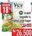 Promo Harga V-soy Soya Bean Milk Original, Low Sugar 1000 ml - Hypermart