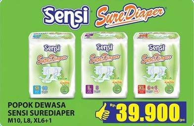 Promo Harga Sensi Sure Adult Diapers M10, L8, XL6+1 7 pcs - Hari Hari