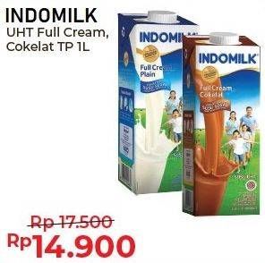 Promo Harga Indomilk Susu UHT Cokelat, Full Cream Plain 1000 ml - Alfamart