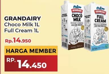 Promo Harga Grandairy Susu UHT Full Cream 1000 ml - Yogya