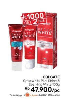 Promo Harga COLGATE Toothpaste Optic White Plus Shine, Sparkling White 100 gr - Guardian