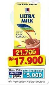 Promo Harga Ultra Milk Susu UHT Coklat, Full Cream 1000 ml - Alfamart