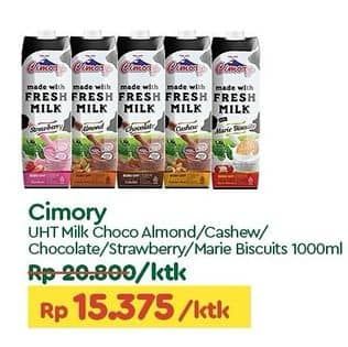 Promo Harga Cimory Susu UHT Almond, Cashew, Chocolate, Strawberry, Marie Biscuits 1000 ml - TIP TOP