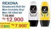 Promo Harga REXONA Men Deo Roll On Invisible Dry, V8 45 ml - Indomaret