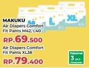 Promo Harga Makuku Comfort Fit Diapers Pants L40, M42 40 pcs - Yogya