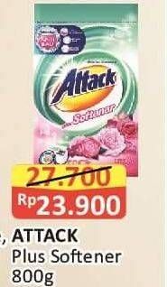 Promo Harga Attack Detergent Powder Plus Softener 800 gr - Alfamart