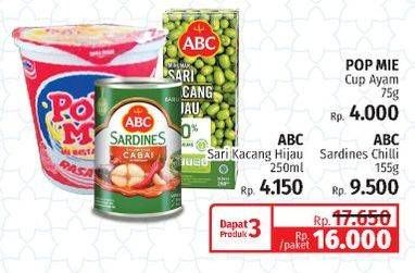 Pop MIe/ABC Sari Kacang Hijau/ABC Sardines